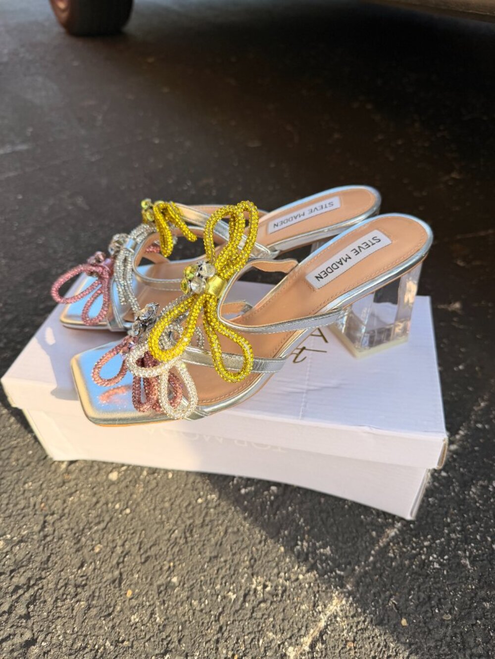 Steve Madden Colorful sparkly Summer Slip On Heels - Picture 2 of 4
